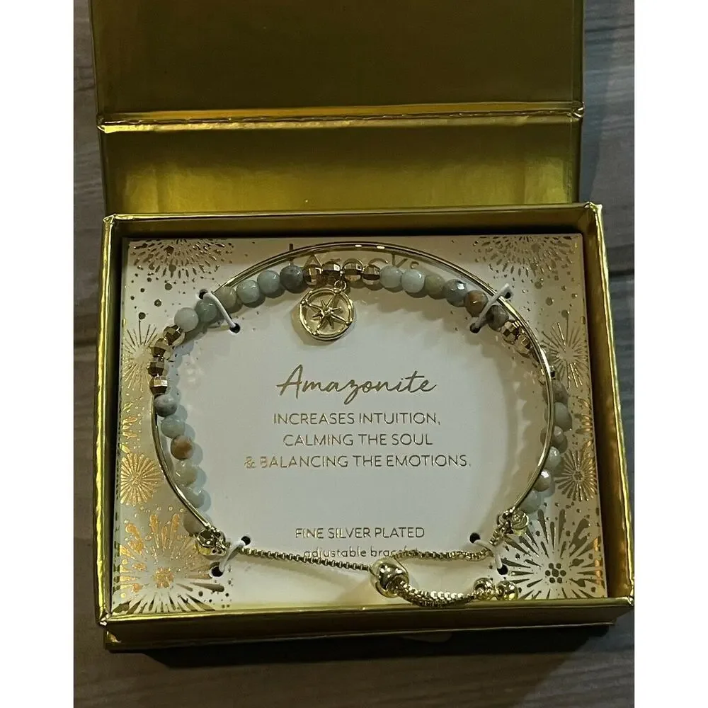 LA ROCKS Amazonite Adjustable Cuff BRACELET - Picture 2 of 2